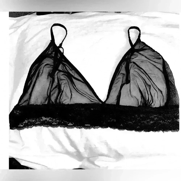 COSABELLA Black Mesh lace trim Bralette sz large - Picture 1 of 5